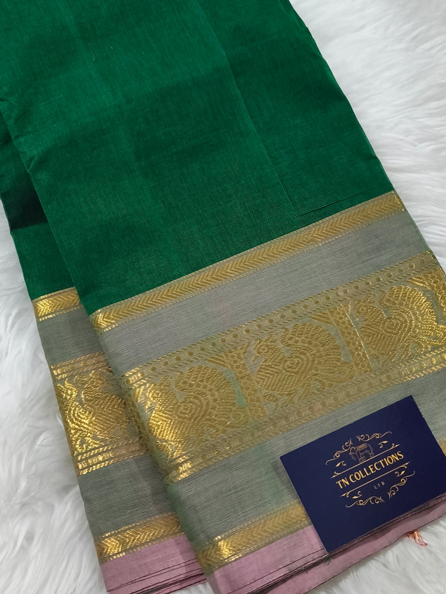 Pure Kanchi Cotton Saree (Green)