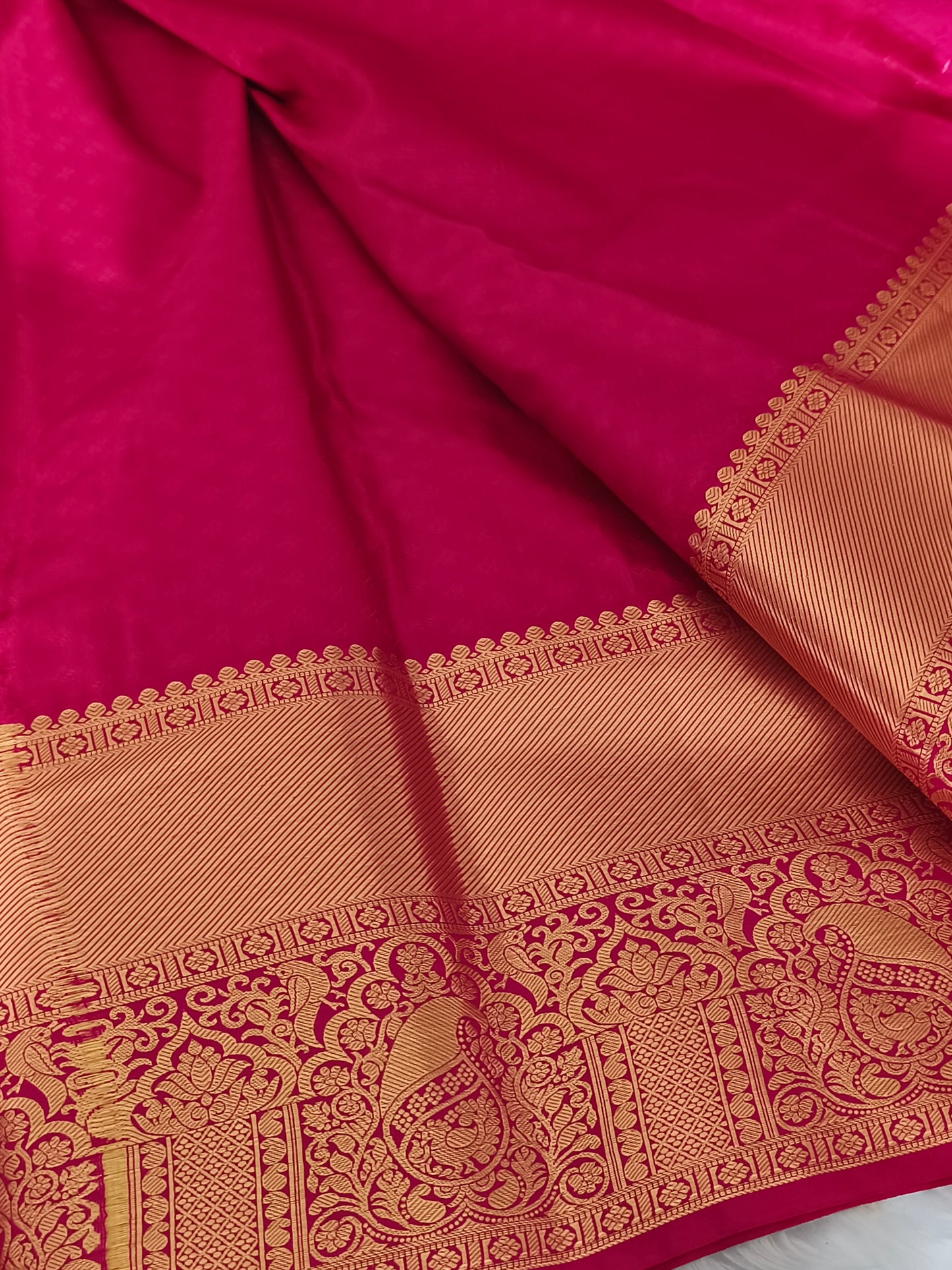 Traditional Semi Kanchipuram Silk saree with contrast blouse