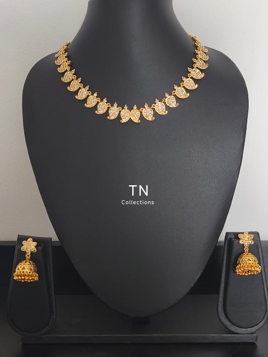 Micro gold plated Traditional Mango Attiyal with Earrings