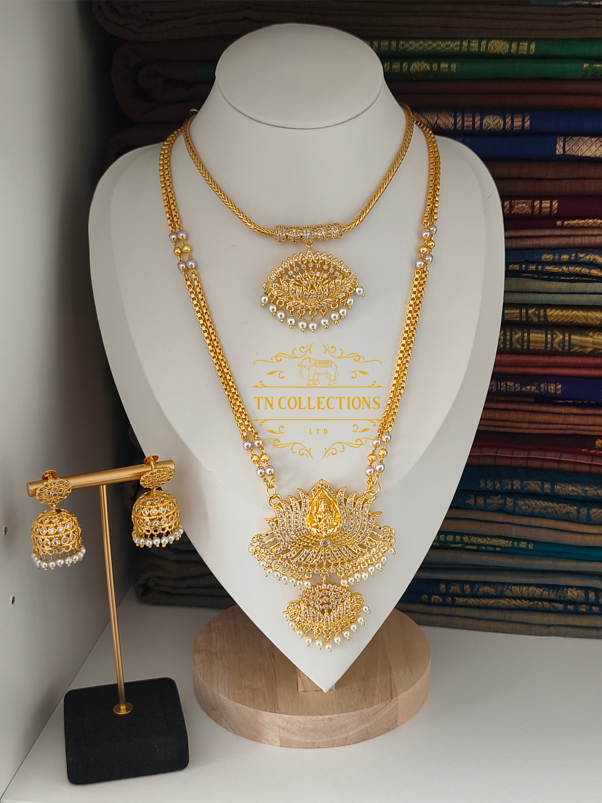 Micro Gold-Plated Trendy Semi Bridal Set (Full White Stones)