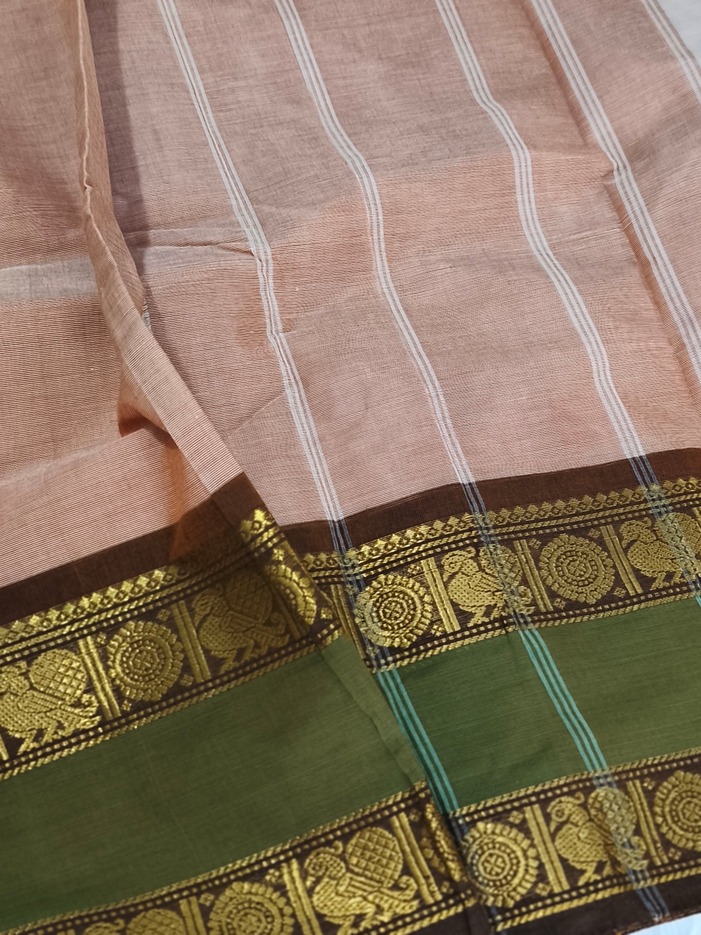 Pure Chettinad cotton saree with Kalamkarai blouse