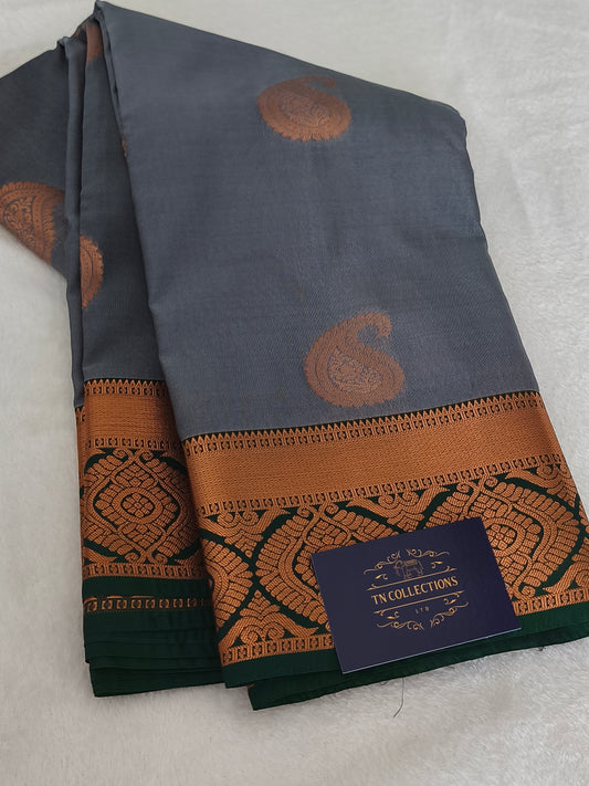 Grey kanchi Semi Silk Saree