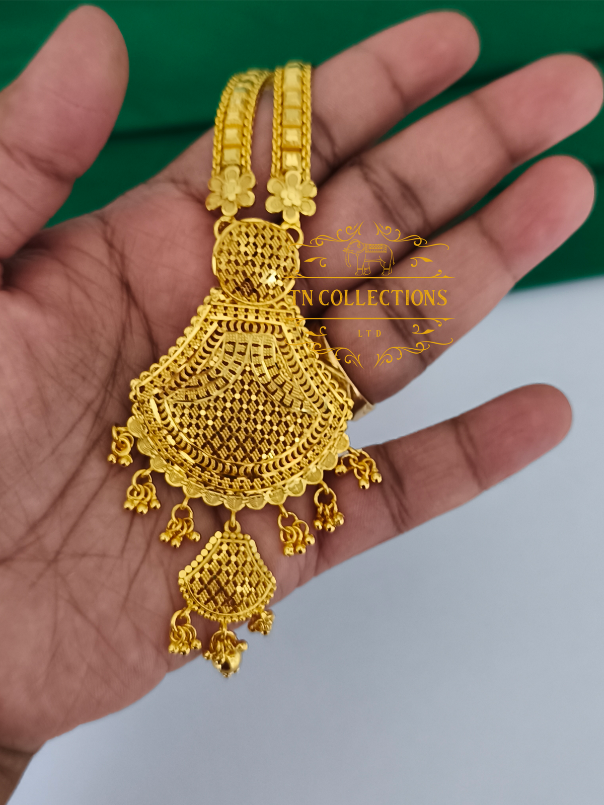 Gold Plated Traditional Long Haaram with Earrings