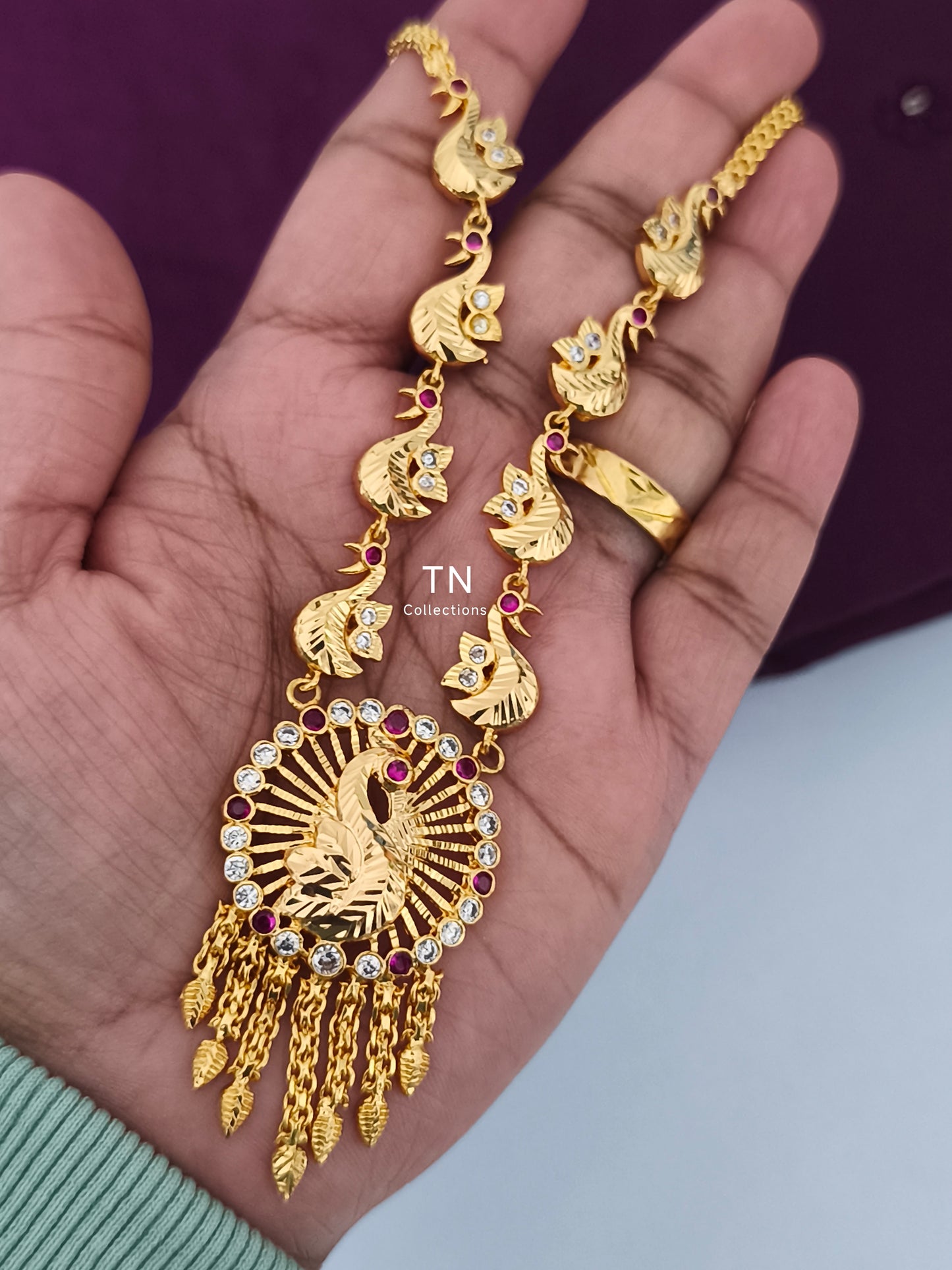 Micro gold plated Peacock Design Necklace Set