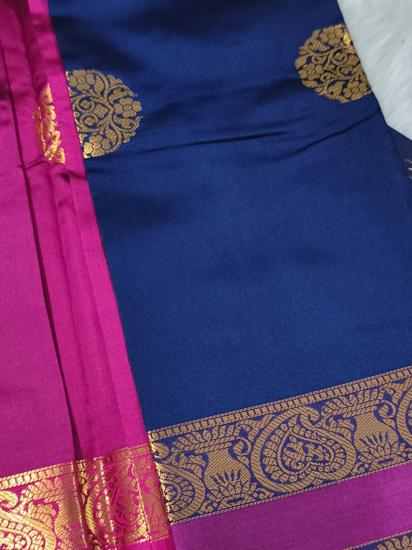 Luxury Semi Soft Silk Saree (Navy Blue)