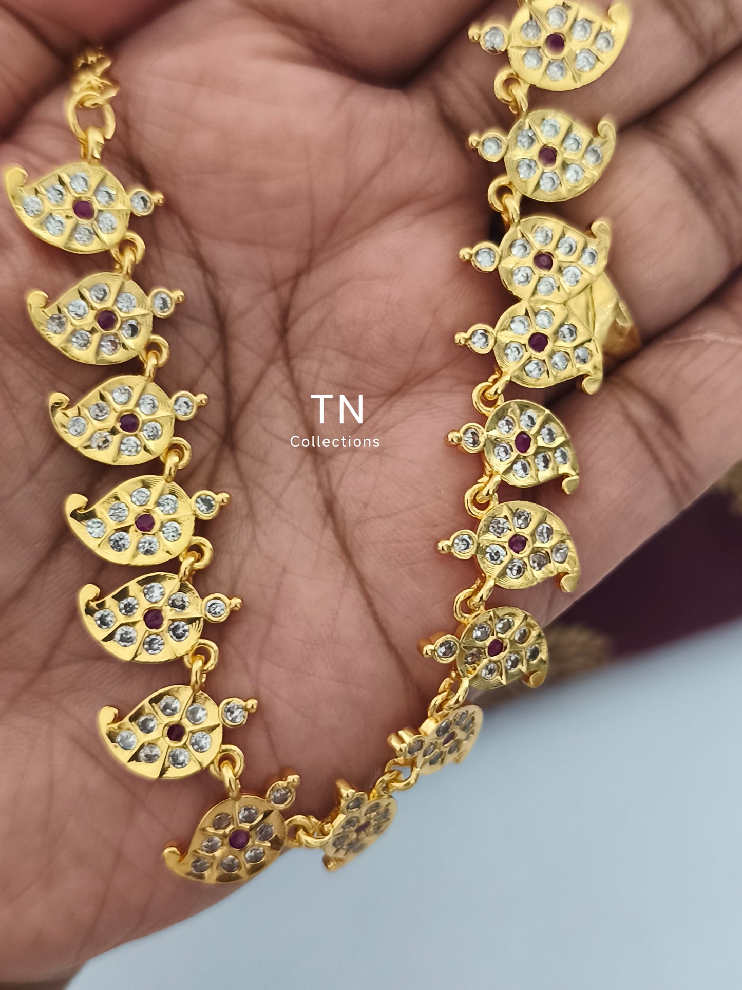 Ruby & white stones Traditional Mango Attiyal