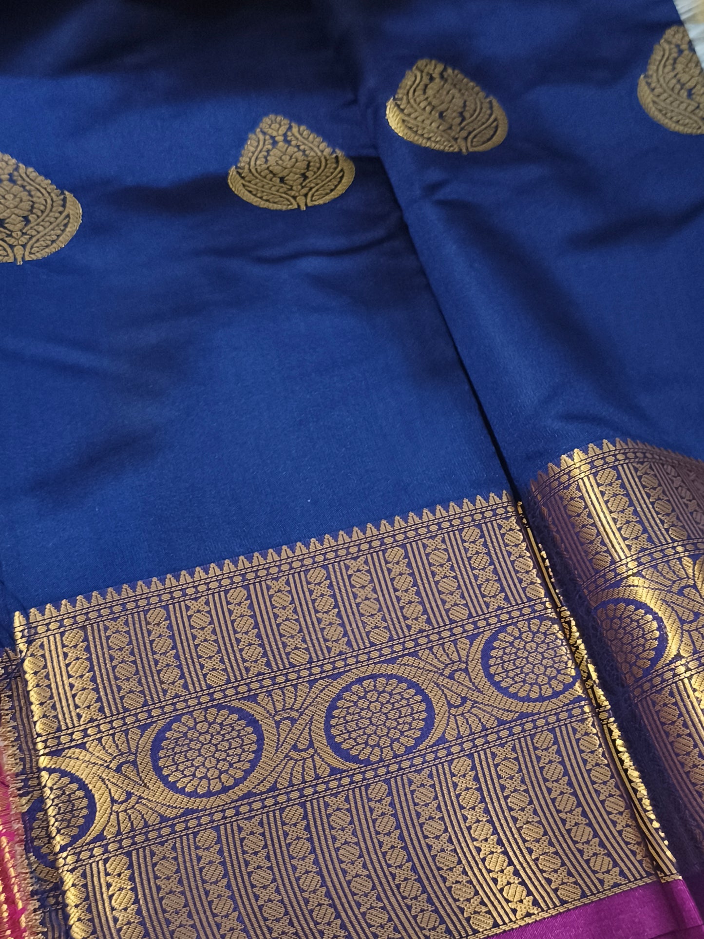 Luxury Semi Soft Silk Saree (Navy Blue)