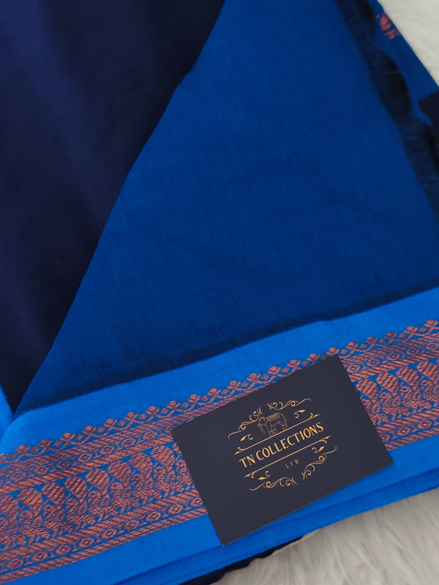 Navy blue with Royal blue Kalyani cotton Pattu Saree