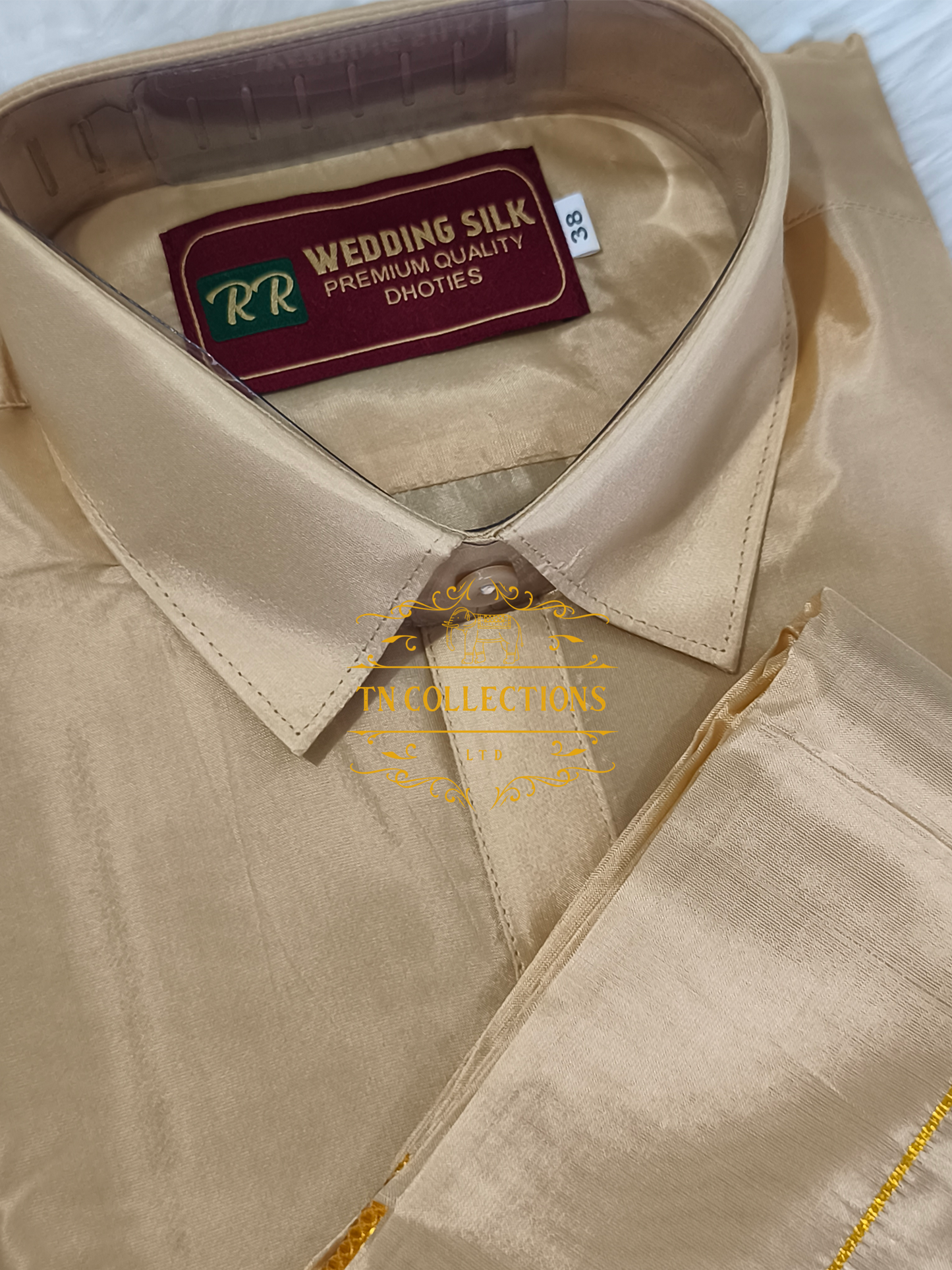 Men's Gold colour Veshti Shirt set