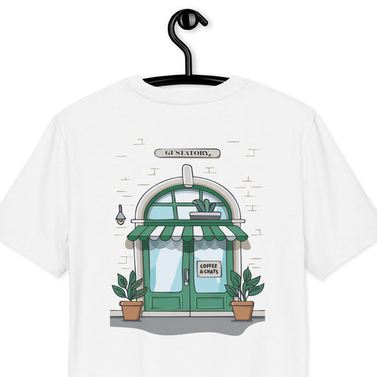 GUSTATORY Coffee & Chats Organic Cotton Embroidered T-Shirt